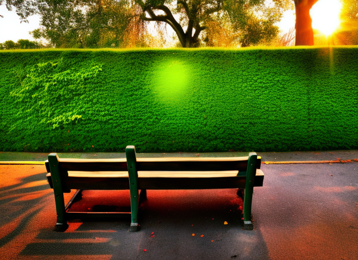 An empty park bench surrounded by a vibrant garden at sunrise, the morning sun casting a peaceful aura over the scene.::3.2 graffitti::2.1 pixelart::0.6 radioactive::1.4 panorama::1.4 wide angle lens::1.9 jean michel basquiat::1.8 yoji shinkawa::0.4 defocus::-0.5 --quality 2 --stylize 789