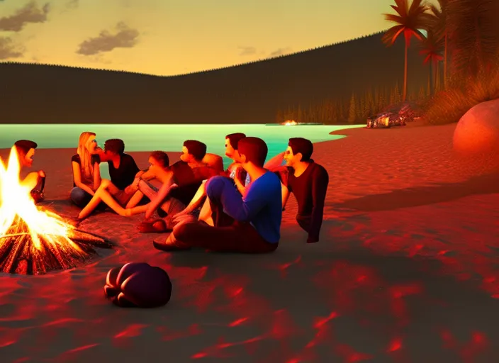 "A group of friends gather around a bonfire on a secluded beach, laughing and chatting as they roast marshmallows and watch the stars twinkle in the night sky. The sound of waves crashing in the background adds to the sense of carefree fun and adventure."::2.1 glitchart::0.6 liquid::1.6 love::-0.7 realistic::2.6 360 panorama::1.5 DSLR::2.1 satellite imagery::-0.2 JMW Turner::0.4 michelangelo::1.7 monet::0.1 defocus::-0.5 --quality 2 --stylize 60000