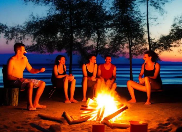 "A group of friends gather around a bonfire on a secluded beach, laughing and chatting as they roast marshmallows and watch the stars twinkle in the night sky. The sound of waves crashing in the background adds to the sense of carefree fun and adventure."::2.1 https://firebasestorage.googleapis.com/v0/b/noonshot-prod.appspot.com/o/midjourney%2Fimages%2Fe736464e-7482-4a83-88a1-98528d2a8406?alt=media&token=279e1972-6bad-4e06-b056-76e232560291:: glitchart::0.6 liquid::1.6 love::-0.7 realistic::2.6 360 panorama::1.5 DSLR::2.1 satellite imagery::-0.2 JMW Turner::0.4 michelangelo::1.7 monet::0.1 defocus::-0.5 --quality 2 --stylize 60000