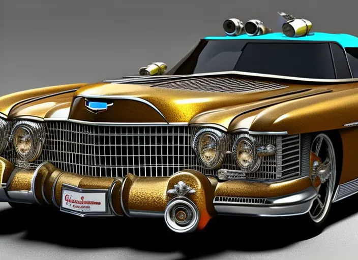 “Cadillac El Dorado de style Badass Steampunk dans une vieille rue pavée, trending on artstation, sharp focus, studio photo, intricate details, highly detailed, by greg rutkowski. Cadillac El Dorado de style Badass Steampunk dans une vieille rue pavée, trending on artstation, sharp focus, studio photo, intricate details, highly detailed, by greg rutkowski. chiaroscuro, 85mm”