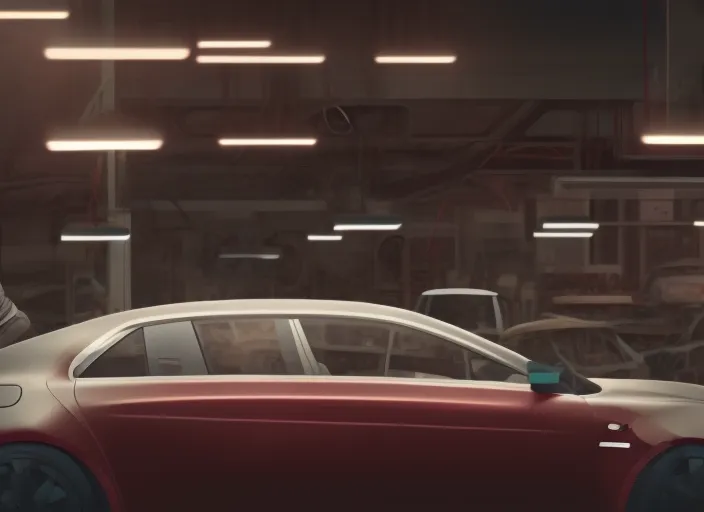 Full prompt: man very sad working in car shop, hyperrealistic, cinematic : 4 | man very sad working in car shop, hyperrealistic, cinematic. 8k, award winning photography, pixiv : 2 | porcelain skin, double, cropped : -5