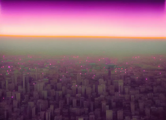 “a view of a city at sunset from a tall building. boy, car, music, sky, cloud, purple, world, dusk, tower block, afterglow, pink”
