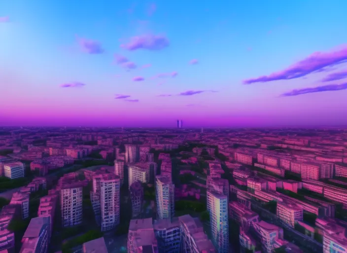 “a view of a boy at sunset from a tall building. boy, car, music, sky, cloud, purple, world, dusk, tower block, afterglow, pink”
