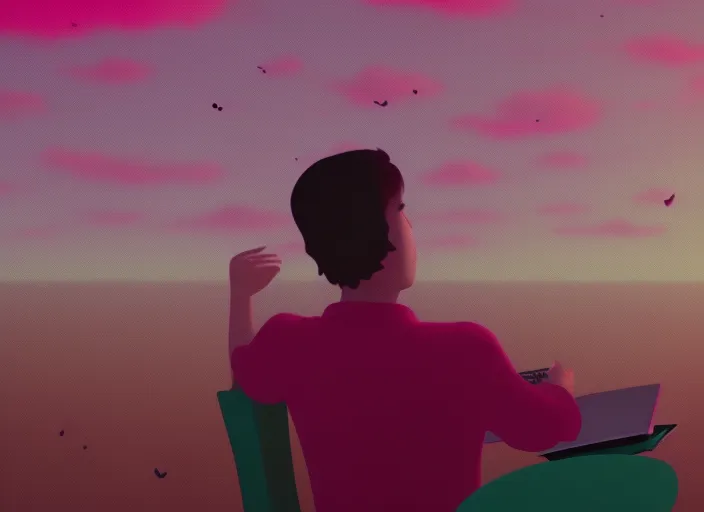 "Chill with the Boy at his Desk under the Pink Sky: A Lofi Music Video"