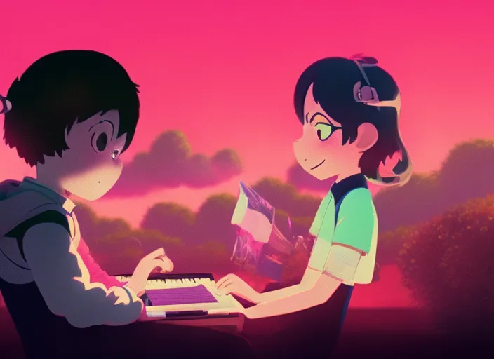 "Chill with the Boy at his Desk under the Pink Sky: A Lofi Music Video"




