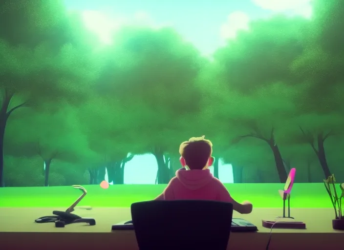 "Chill with the Boy at his Desk under the Pink Sky: A Lofi Music Video"



