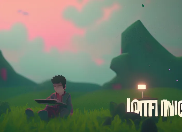 "Chill with the Boy at his Desk under the Pink Sky: A Lofi Music Video"



