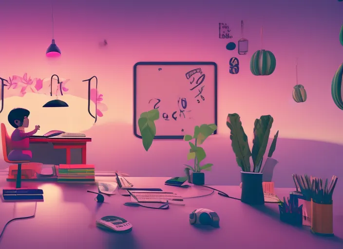 “Chill with the Boy at his Desk under the Pink Sky: A Lofi Music Video". "Chill with the Boy at his Desk under the Pink Sky: A Lofi Music Video". lovely, 1080px, HD, 4K, High quality”