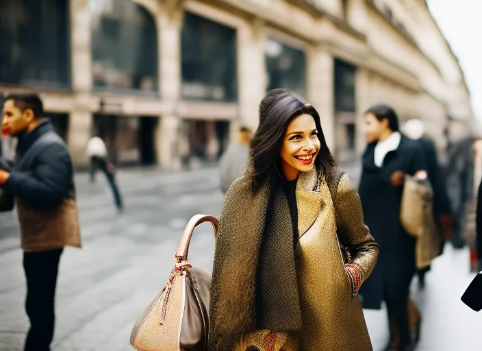 beautiful woman super happy talking to people in Paris, cinematic, hyperrealistic