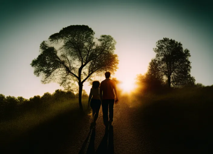 young couple going to a secluded house