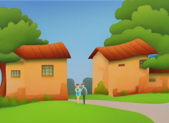 couple going to a secluded house in sunny day