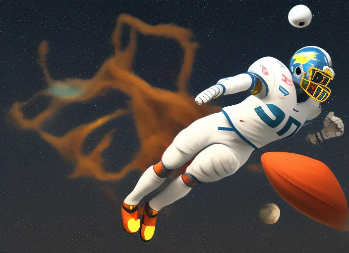 kicking a football into space

