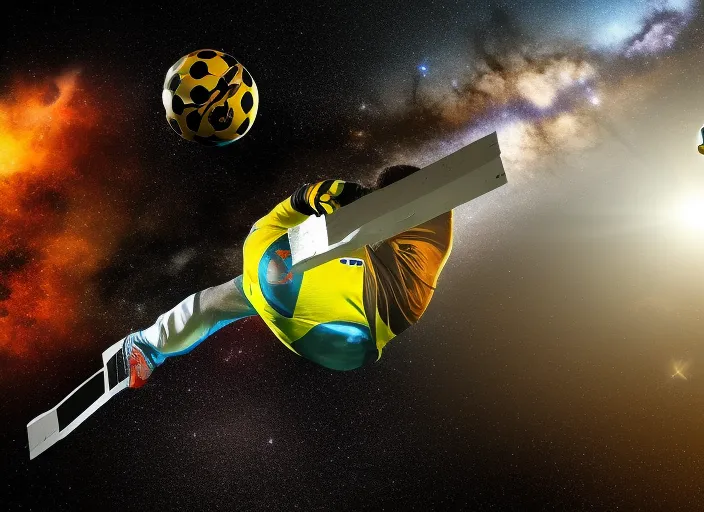 kicking a soccer ball into space

