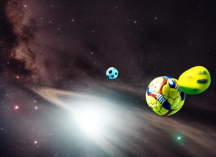 kicking a soccer ball into space

