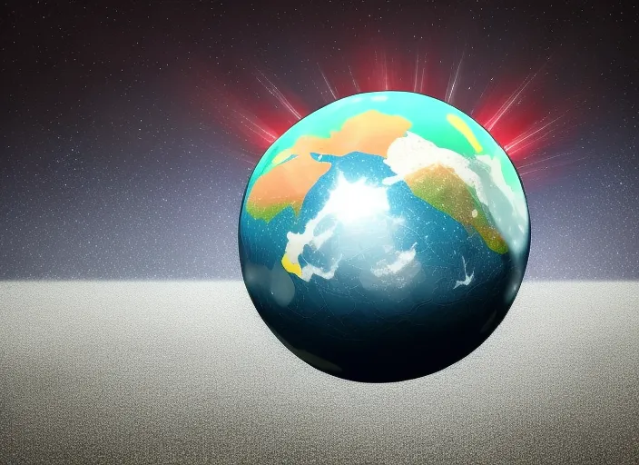 realistic picture soccer ball floating in space with the earth in the background
