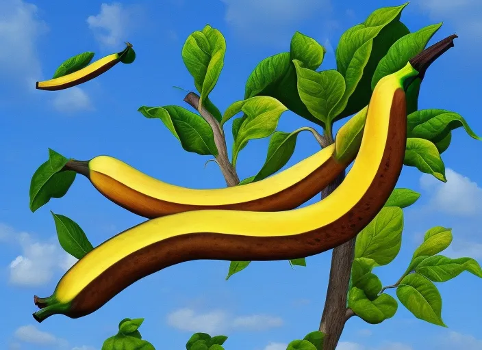 a banana levitating in the sky