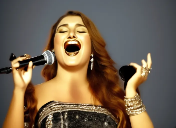 a picture of a beautiful woman singing