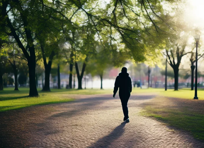 a person walking in a park 
