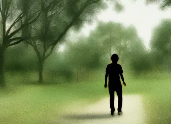 digital art a person walking in a park 
