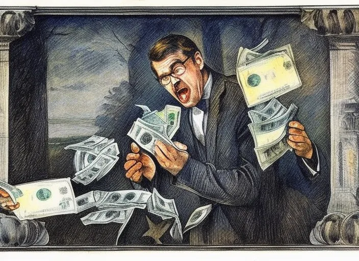 man throwing away money