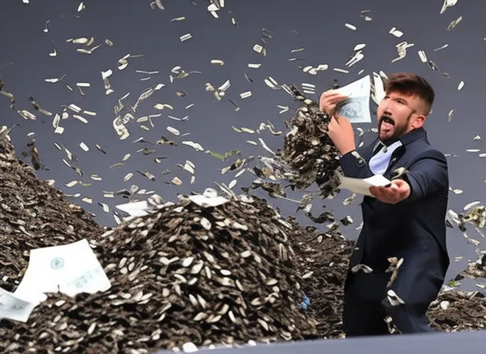man throwing away money