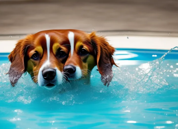 a dog in a pool