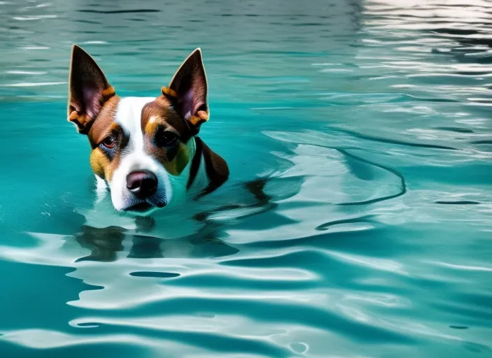 a dog in a pool