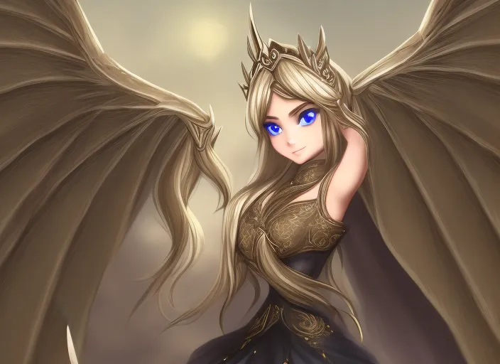 beautiful dark dragon wings princess 
