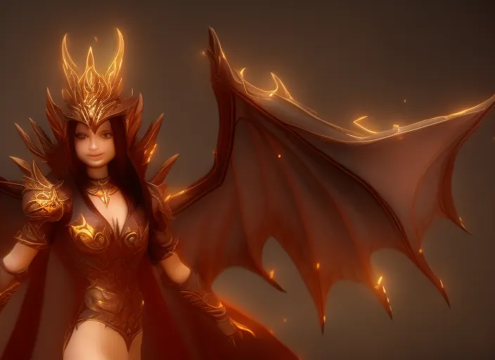 beautiful dark dragon wings princess unreal engine art