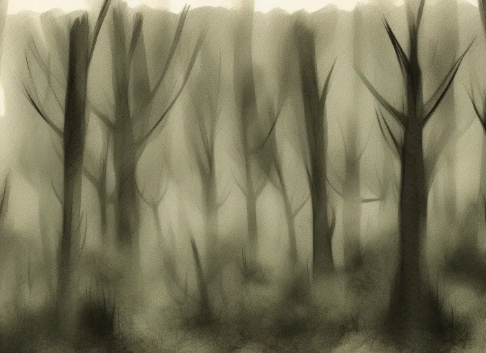 a forest sketch, with eerie vibes