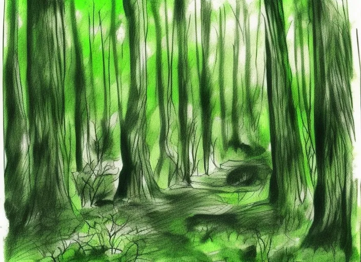 a forest sketch, with eerie vibes