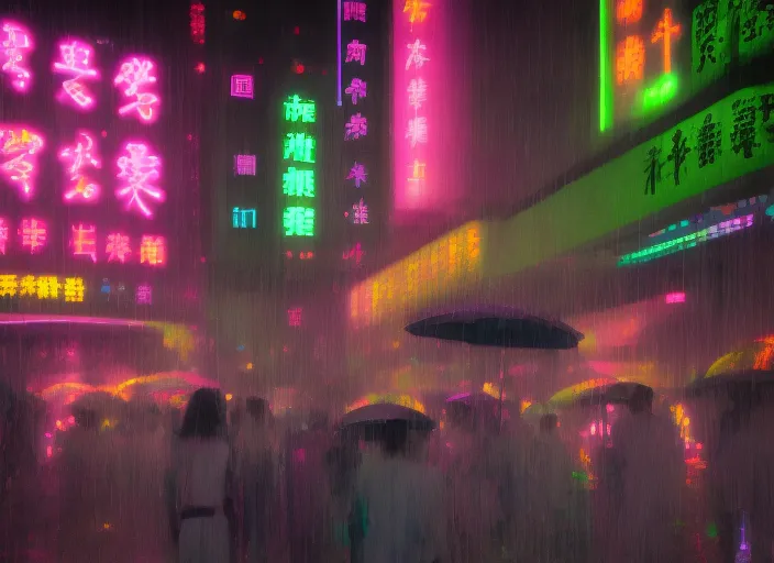 hong kong rain neon