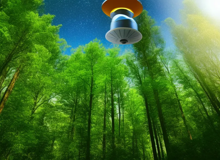 Ufo flying over forest