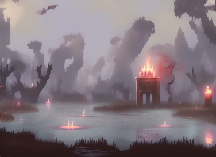 candle chtonic village witchraft burial swamp high resolution 4k realistic dark death
