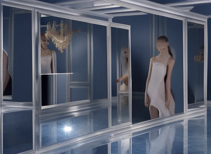 reflection in the mirror begins to morph and change until you are no longer looking at yourselfv