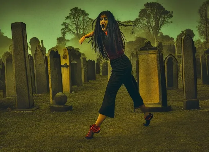 faceless lady vampire dancing in  graveyard background  hand-drawn style