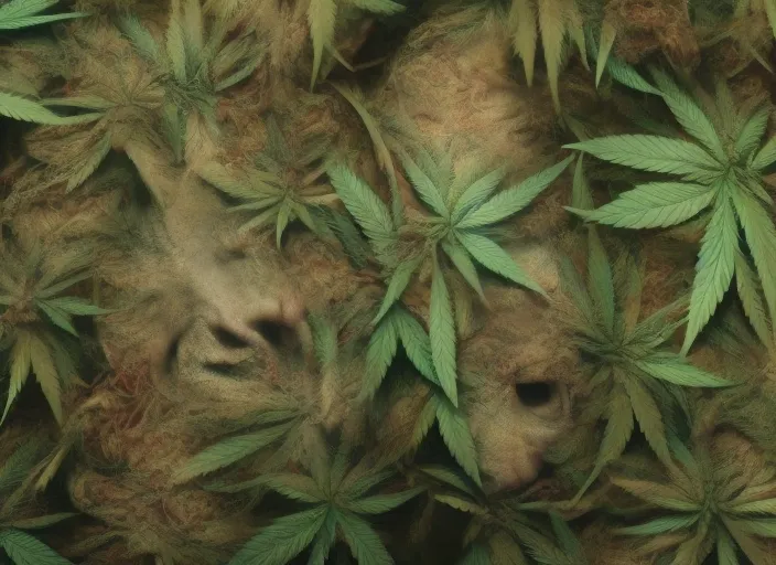 Scary grotesque imagery with marijuana