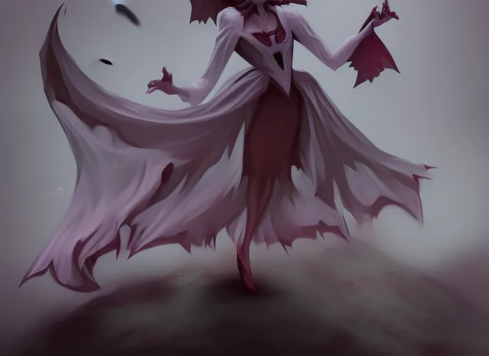 lady vampire dancing on grave surrealism art style