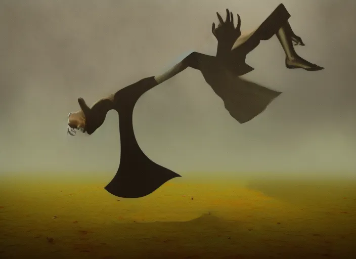 dark shadow of lady dancing on grave surrealism art high resolution