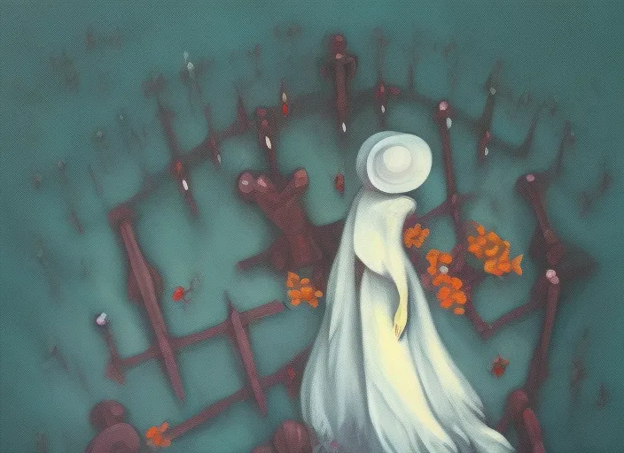 dark lady on grave  surrealism  art