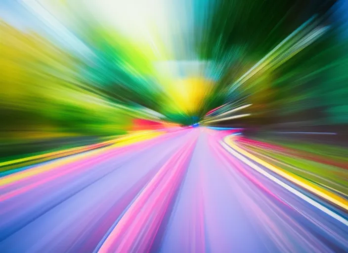 A Busy Coloured Roadside - Blurred for added Motion and Details. add more motion and details to the foreground