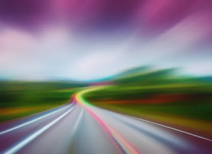 A blurred colourful roadside 