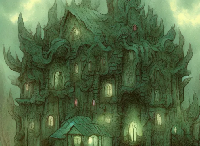 Color from outer space, lovercraft, horror story, cthulhu, dark art, village , chtonic