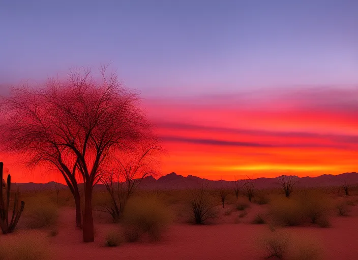 Surreal sunset in sonoran desert