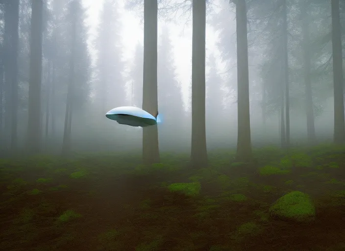 Ufo in peaceful forest