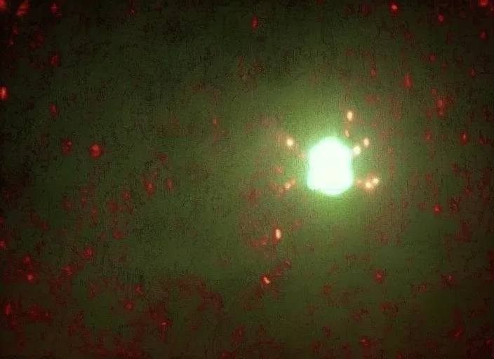 Color from outer space, Crimson Court Darkest Dungeon, Lovecraft with green light emanating from the meteor. Add a green light emanating from the meteor