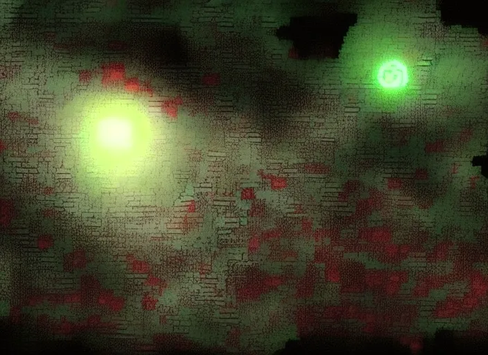 Color from outer space, Kadath, Village well, Crimson Court Darkest Dungeon, Lovecraft with green light emanating from the meteor. Add a green light emanating from the meteor