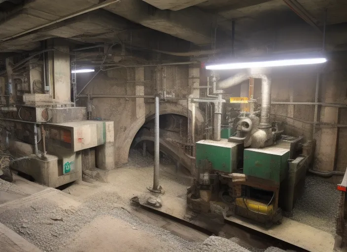 a secret underground factory with advanced machines