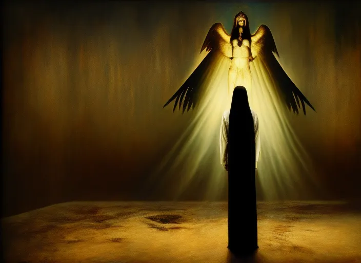 The Sacrament: Dark Angel Gothic Surrealism - Theology Behind the Painting". add a message about the painting that reads "The Sacrament: Dark Angel Gothic Surrealism - Theology Behind the Painting