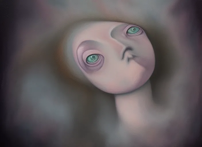 girl moving head in lunatic way surrealism art